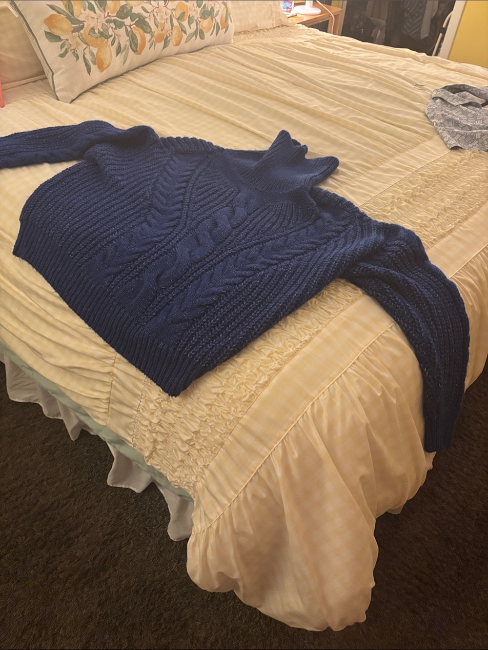 Source Unknown Navy Cable-Knit Turtleneck Sweater